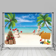 Lofaris Sandy Coconut Blue Sky Christmas In July Backdrop