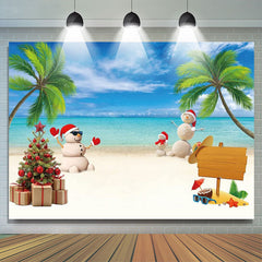 Lofaris Sandy Coconut Blue Sky Christmas In July Backdrop