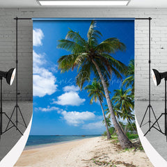 Lofaris Sandy Slope Coconut Tree Sky Sweep Backdrop For Photo