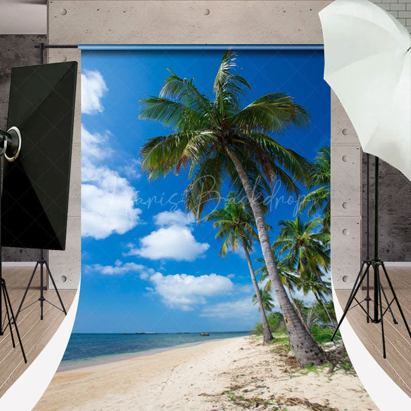 Lofaris Sandy Slope Coconut Tree Sky Sweep Backdrop For Photo