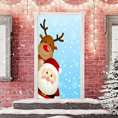 Lofaris Santa Claus And Elk Snowflake Christmas Door Cover