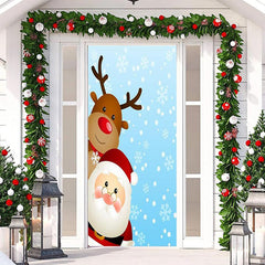 Lofaris Santa Claus And Elk Snowflake Christmas Door Cover