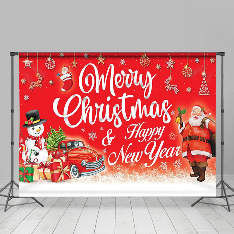 Lofaris Santa Claus Gift Red New Year Christmas Backdrop