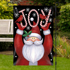 Lofaris Santa Claus Joy Candy Cane Christmas Garden Flag