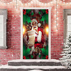 Lofaris Santa Claus Snowflake Leaves Christmas Door Cover