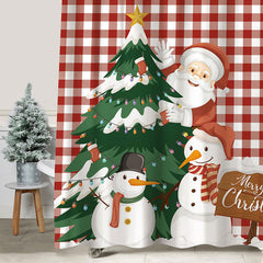 Lofaris Santa Claus Tree Snowman Christmas Shower Curtain