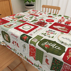 Lofaris Santa Deer Pine Tree Merry Christmas Kitchen Tablecloth