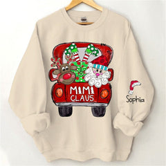 Lofaris Santa Elk Truck Mom Kids Custom Christmas Sweatshirt