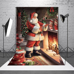 Lofaris Santa Fireplace Gift Pack Photo Christmas Backdrop