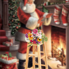 Lofaris Santa Fireplace Gift Pack Photo Christmas Backdrop