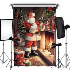 Lofaris Santa Fireplace Gift Pack Photo Christmas Backdrop