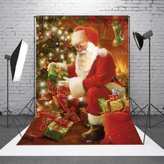 Lofaris Santa Gifts Xmas Tree Photoshoot Christmas Backdrop