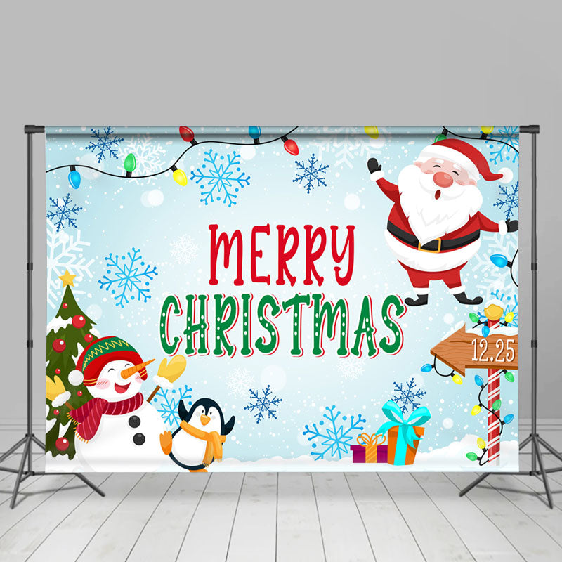 Lofaris Santa Snowman Penguin Merry Christmas Backdrop