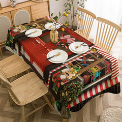 Lofaris Santa Workshop Black Brick Wall Christmas Tablecloth