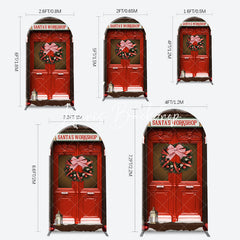 Lofaris Santas Workshop Red Door Arch Christmas Backdrop