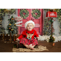 Lofaris Santas Workshop Red Door Christmas Backdrop For Portrait