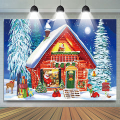 Lofaris Santas Workshop Winter Nights Forest Christmas Backdrop