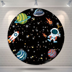 Lofaris Sapce Astronaut Planet Circle Backdrop For Party