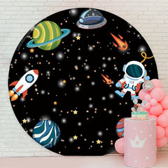 Lofaris Sapce Astronaut Planet Circle Backdrop For Party