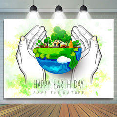 Lofaris Save The Nature Hands Holding Earth Day Backdrop