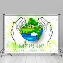 Lofaris Save The Nature Hands Holding Earth Day Backdrop