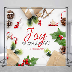 Lofaris Say To The World Cherry Custom Name Christmas Backdrop