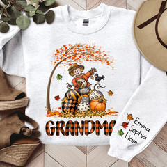 Lofaris Personalized Grandma Punpkins Scarecrow Pumpkin Patch Sweatshirt Gift TH