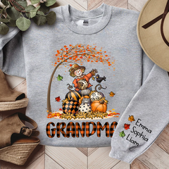 Lofaris Personalized Grandma Punpkins Scarecrow Pumpkin Patch Sweatshirt Gift TH