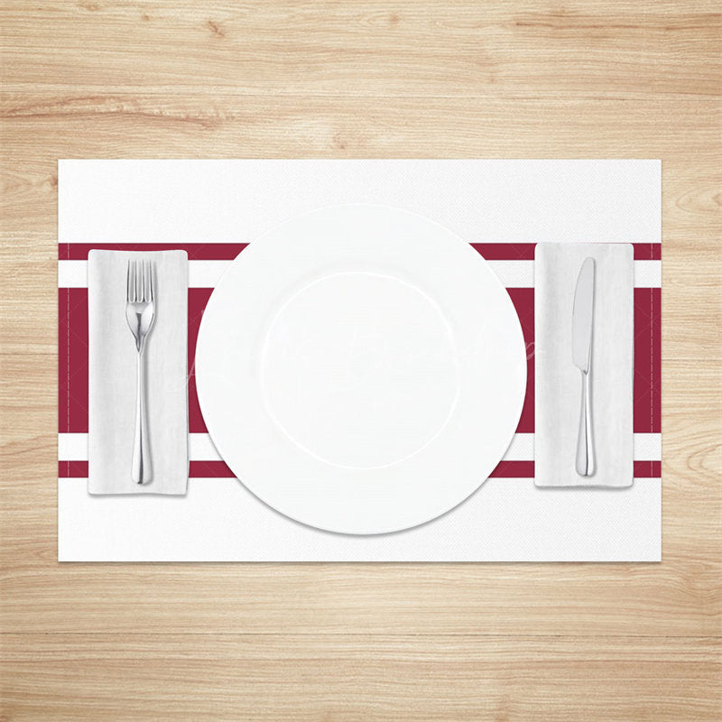 Lofaris Scarlet White Stripe Decoration Set Of 4 Placemats