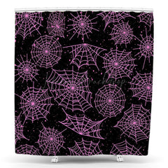 Lofaris Scary Black Pink Spider Wab Halloween Shower Curtain