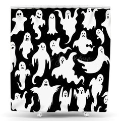 Lofaris Scary Black White Ghosts Halloween Shower Curtain