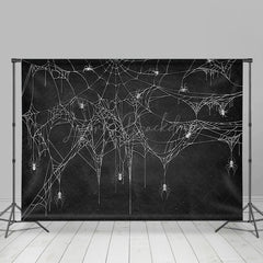 Lofaris Scary Black White Spider Web Backdrop For Halloween