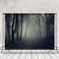 Lofaris Scary Black Woods Shrouded In Mist Photo Backdrop