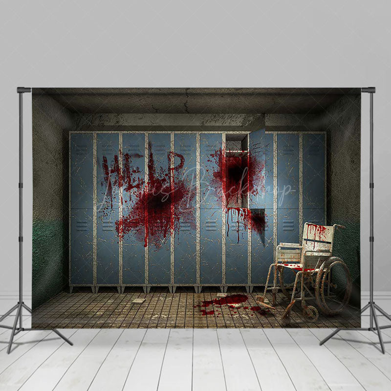 Lofaris Scary Bloody Clinic Wheelchair Halloween Backdrop