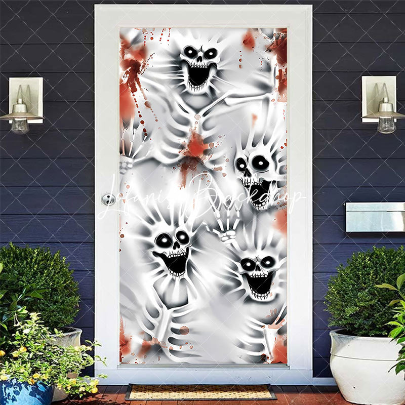 Lofaris Scary Bloody Screaming Skeleton Halloween Door Cover