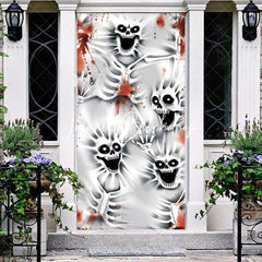 Lofaris Scary Bloody Screaming Skeleton Halloween Door Cover