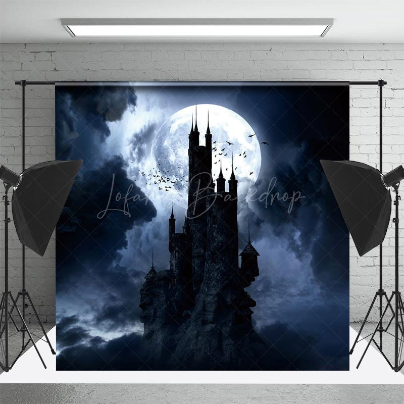 Lofaris Scary Castle Dark Night Full Moon Halloween Backdrop