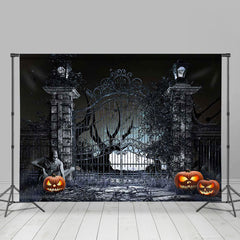 Lofaris Scary Gate Ghost Pumpkin Backdrop For Halloween Party