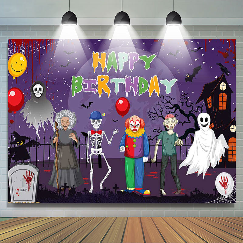 Lofaris Scary Halloween Night Ghost Happy Birthday Backdrop