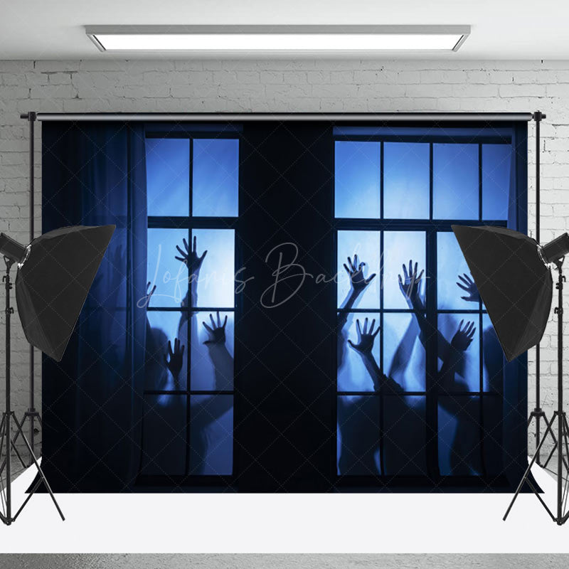 Lofaris Scary Handprint Window Halloween Photo Backdrop