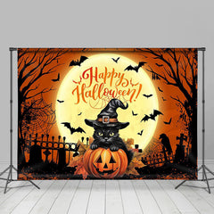 Lofaris Scary Moon Night Black Cat Happy Halloween Backdrop