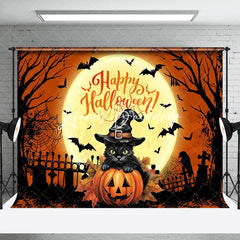 Lofaris Scary Moon Night Black Cat Happy Halloween Backdrop