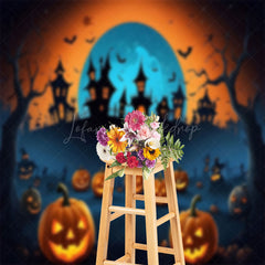 Lofaris Scary Night Moon Pumpkin Halloween Backdrop