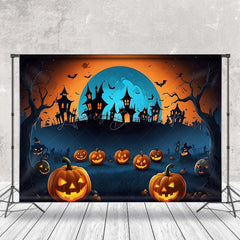 Lofaris Scary Night Moon Pumpkin Halloween Backdrop