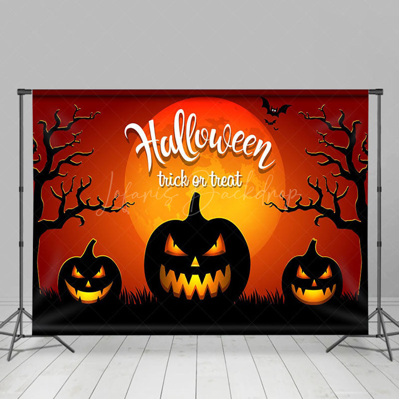 Lofaris Scary Pumpkin Forest Moon Night Trick Or Treat Backdrop