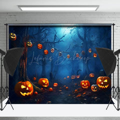 Lofaris Scary Pumpkin Lantern Forest Halloween Backdrop