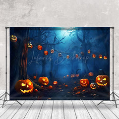 Lofaris Scary Pumpkin Lantern Forest Halloween Backdrop