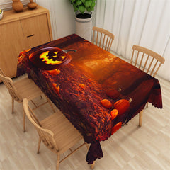 Lofaris Scary Pumpkins Leaves Forest Halloween Tablecloth