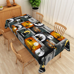 Lofaris Scary Theme Haunted House Halloween Night Tablecloth