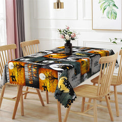 Lofaris Scary Theme Haunted House Halloween Night Tablecloth